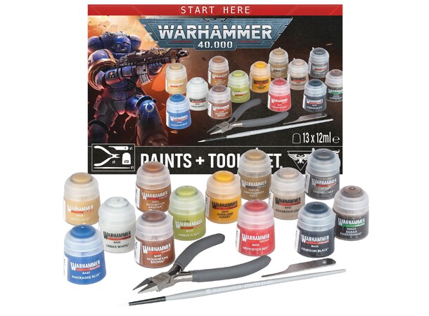 Warhammer 40K Paints + Tools Set 