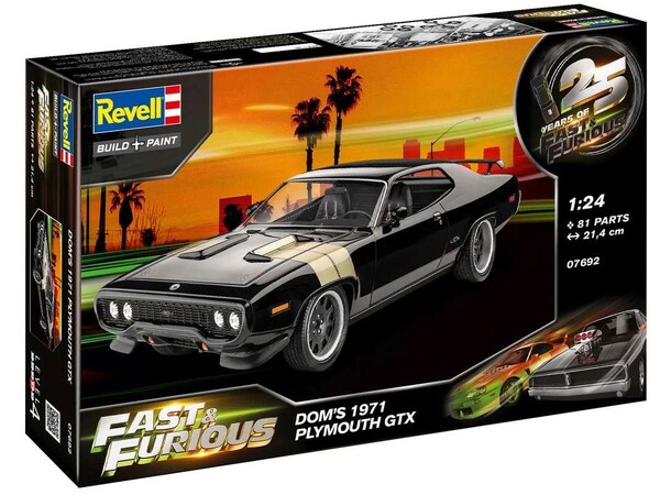 Fast & Furious Doms 1971 Plymouth GTX Revell 1:24 Byggesæt 
