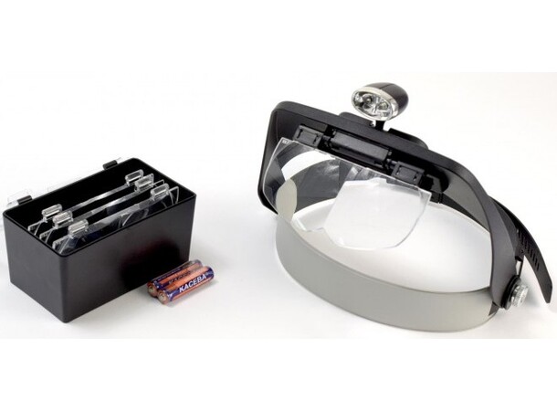 Forstørrelsesbriller med LED-lys 4 linser - Perfekt til miniaturearbejde! 