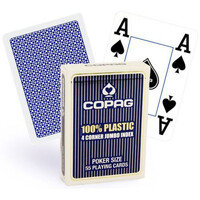 Copag Kortspil Pokersize Blå 100% plast Store tal 52 kort