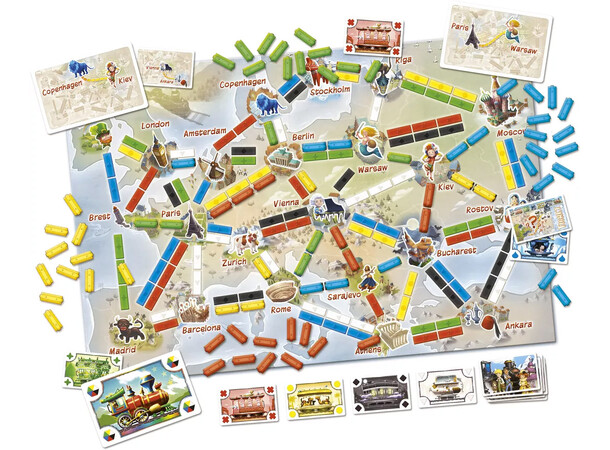 Ticket to Ride First Journey Brætspil Dansk udgave - europæisk kort 
