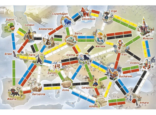 Ticket to Ride First Journey Brætspil Dansk udgave - europæisk kort 