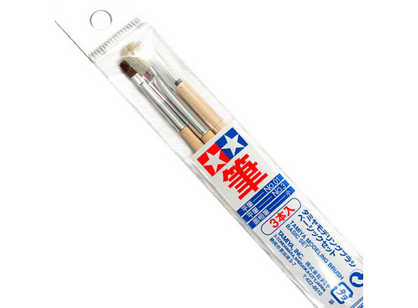 Tamiya Modeling Brush Basic Sæt 3 stk Flat 1, Flat 3, Pointed small Pensler 