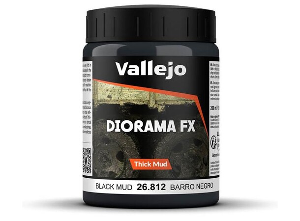 Vallejo Texture Black Mud 200 ml Thick Mud Texture Acrylic 