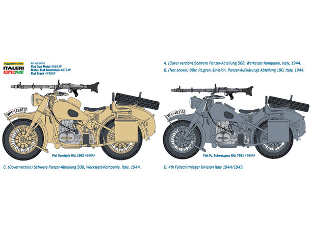 BMW R75 tysk militærmotorcykel Italeri 1:9 byggesæt 