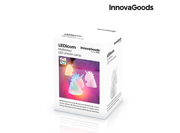 Enhjørning Unicorn natlampe 11 cm Batteridrevet, farveskiftende LED 