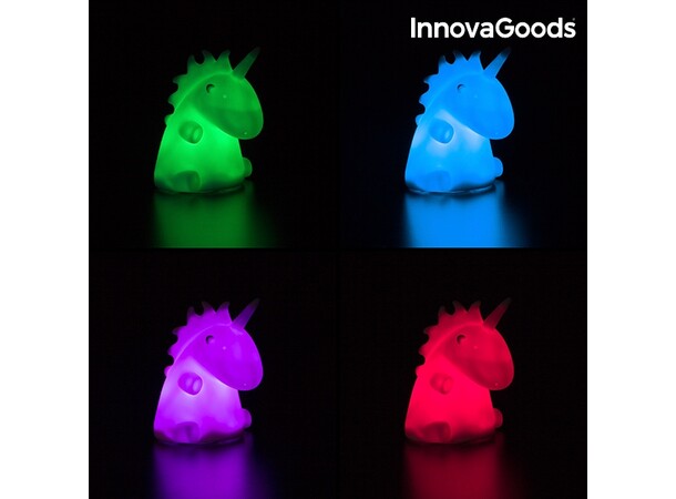 Enhjørning Unicorn natlampe 11 cm Batteridrevet, farveskiftende LED 