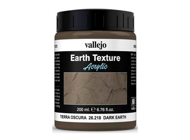 Vallejo Texture Dark Earth 200ml Earth Texture Acrylic 