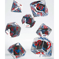 RPG Dice Set gennemsigtigt/rødt/blåt Terninger til rollespil - 7 stk