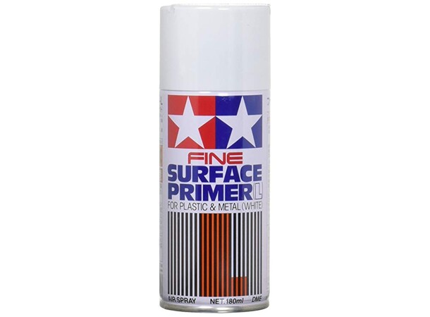 Tamiya Fine Surface Primer L hvid spray 180 ml spraydåse til plast/metal 