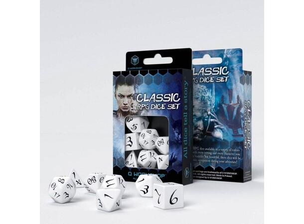 RPG Dice Set hvid Terninger til rollespil - 7 stk 