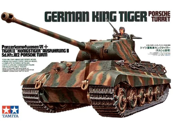 Tysk King Tiger Porsche Turret Tamiya 1:35 byggesæt 