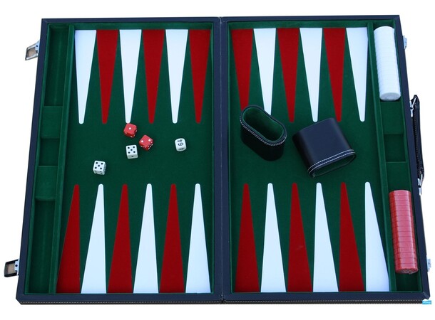 Backgammon Komplett 45 cm Vinyl Leveres i vinylkuffert 