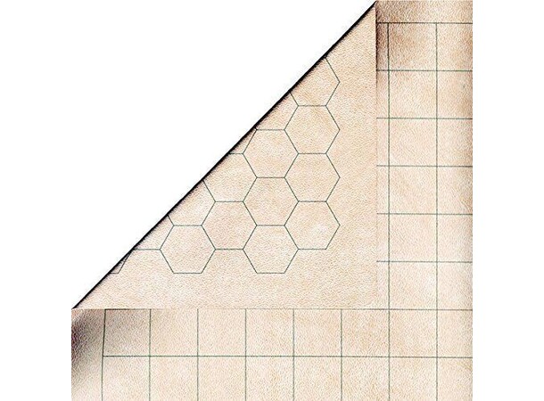 RPG Battlemat 66x60 cm - Rute 3,8 cm 23,5x26" Vendbar ruter/hex 3,8 cm 
