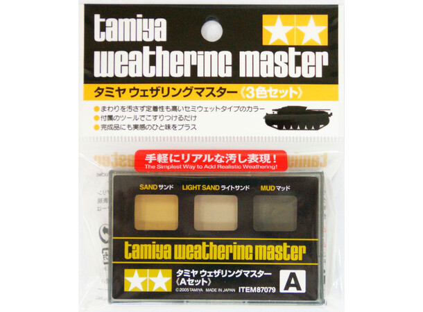Tamiya Weathering Master A-Set Sand, lys sand, mudder 