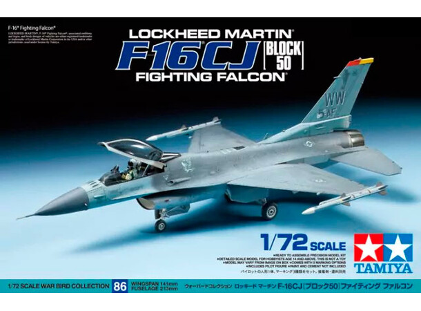 Lockheed F-16CJ Block 50 Fighting Falcon Tamiya 1:72 Byggesæt 