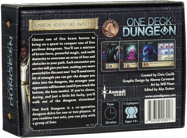 One Deck Dungeon Kortspil Version 1.5 