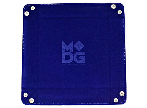 RPG Dice Tray Folding (25x25cm) Mørkeblå Sammenklappelig Dice Tray i læder 
