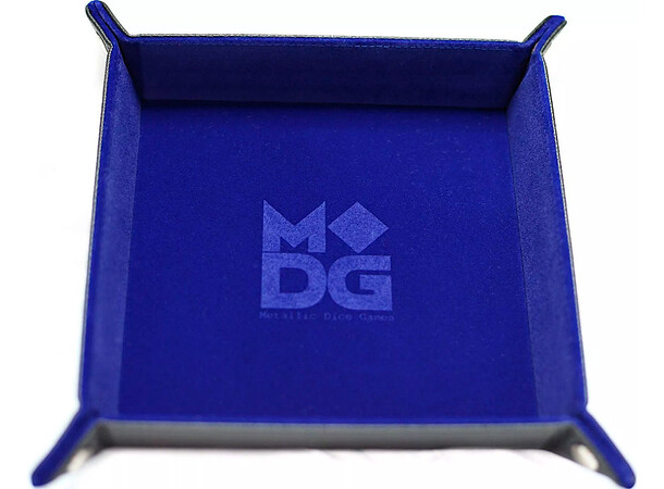 RPG Dice Tray Folding (25x25cm) Mørkeblå Sammenklappelig Dice Tray i læder 