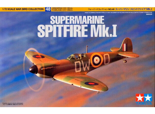 Supermarine Spitfire Mk.I 1:72 Tamiya 1:72 Byggesæt 