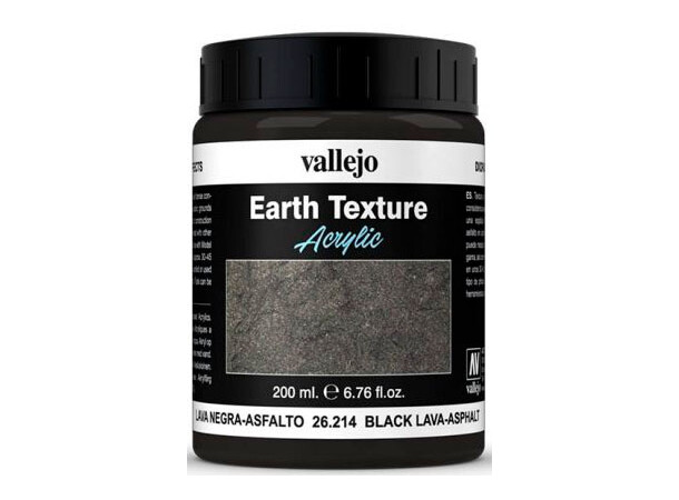 Vallejo Texture Black Lava Asphalt 200ml Earth Texture Acrylic 