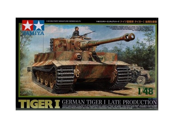 German Tiger I Late Production Tamiya 1:48 byggesæt 