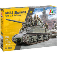 M4A1 Sherman med amerikansk infanteri Italeri 1:35 byggesæt