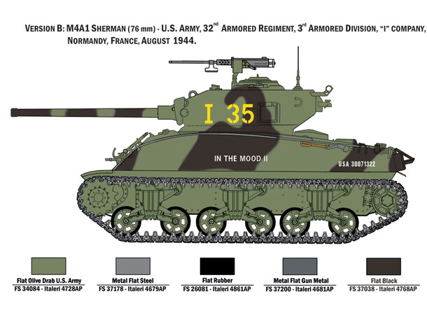 M4A1 Sherman med amerikansk infanteri Italeri 1:35 byggesæt 