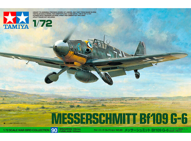 Messerschmitt BF109 G-6 1:72 Tamiya 1:72 Byggesæt 