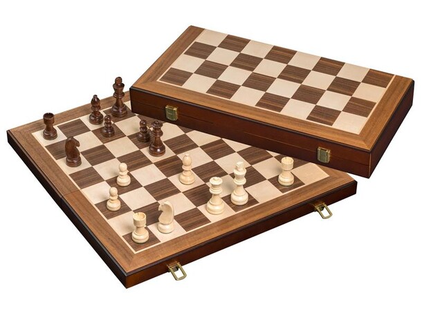 Skakbræt m/ store brikker Turnering 52cm 55 mm felter - Konge 98 mm 