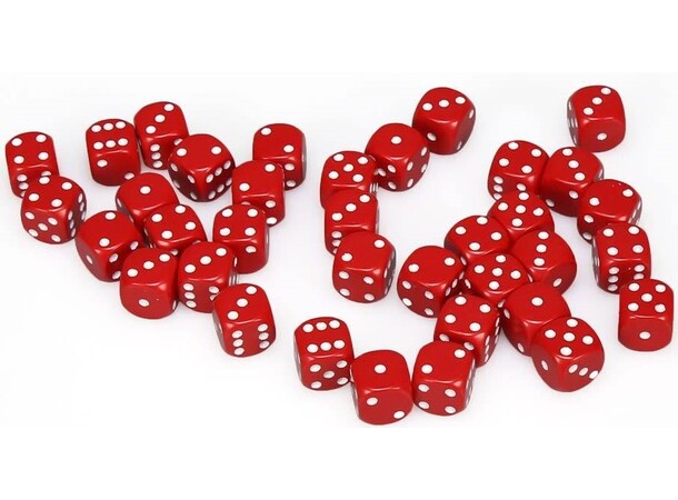 Terning D6 12 mm 36 stk Rød/Hvid Chessex 25804 D6 Dice Block 