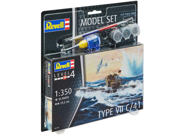 Tysk ubåd Type VII C/41 Starter Revell 1:350 byggesæt Starter Set 