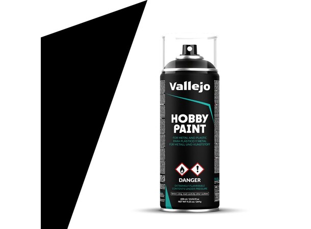 Vallejo Hobby Paint Spray Black 400 ml Spraydåse - Overfladegrunder 