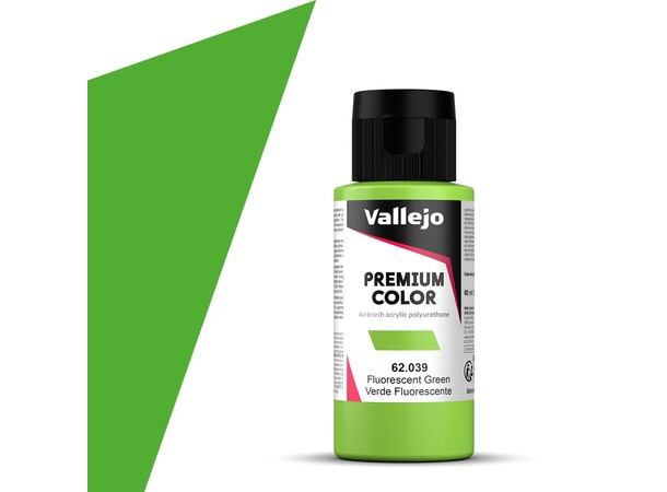 Vallejo Premium Fluo Green 60 ml Premium Airbrush Color - Fluorescent 