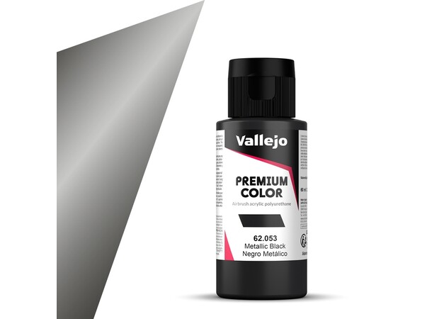 Vallejo Premium Metallic Black 60 ml Premium Airbrush Color - Metallic 