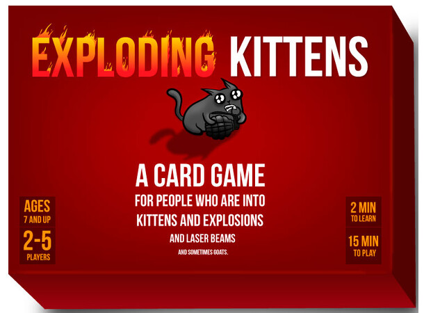 Exploding Kittens Kortspil - Engelsk Original bagside, passer til Udvidelser 