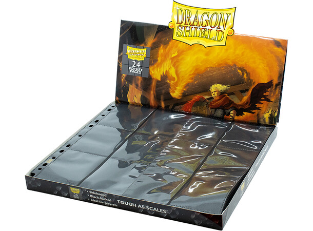 Plastlomme 24-Pocket klar/sort 50 stk Side-Loading Dragon Shield 
