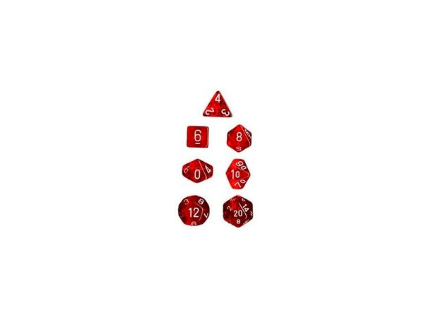 RPG Dice Set Rød/Hvid - 7 stk Chessex 23074 Gennemsigtig rød/hvid 