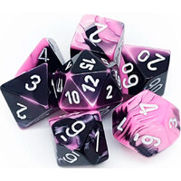 RPG Dice Set sort-lyserød/hvid - 7 stk Chessex 26430 Gemini Sort-Lyserød/Hvid