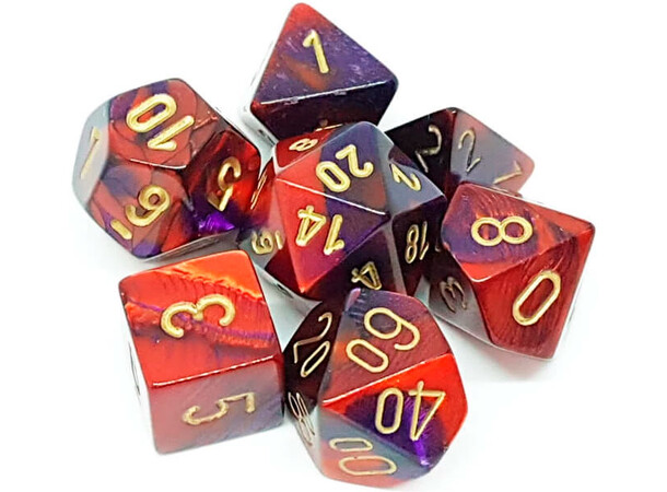 RPG Dice Set Lilla-Rød/Guld - 7 stk Chessex 26426 Gemini Lilla-Rød/Guld 