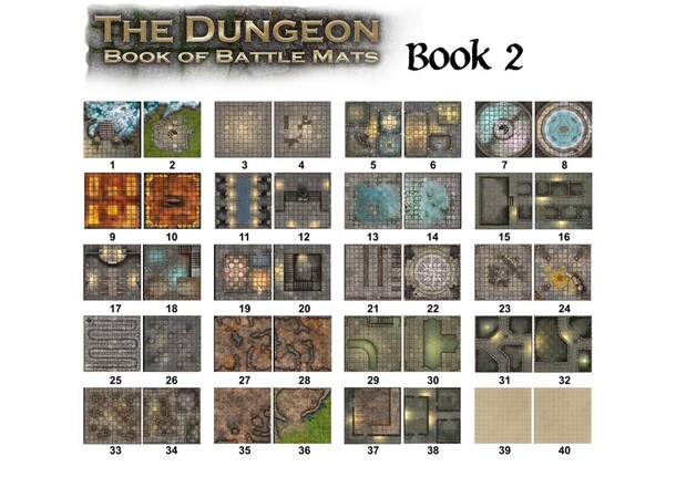 Book Of Battlemats DUNGEON - 80 sider Spiralbundet - 2,5 cm rutemønster 