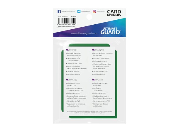 Card Dividers x10 Grøn Ultimate Guard 