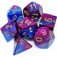 RPG Dice Set Blå-Lilla/Guld - 7 stk Chessex 26428 Gemini Blå-Lilla/Guld