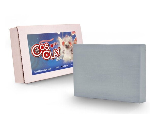 Cosclay Sculpting Clay Grey Medium Firm Hybrid plast/gummi-polymer 0,45 kg 