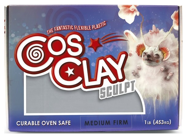 Cosclay Sculpting Clay Grey Medium Firm Hybrid plast/gummi-polymer 0,45 kg 
