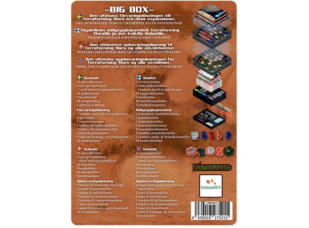 Terraforming Mars Storage Big Box Opbevaringsæske med 90 stk. 3D-brikker 