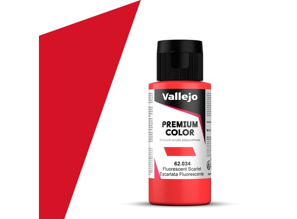 Vallejo Premium Fluo Scarlet 60 ml Premium Airbrush Color - Fluorescent 