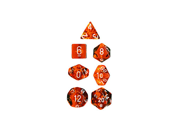 RPG Dice Set Orange/Hvid - 7 stk Chessex 23073 Gennemsigtig Orange/Hvid 
