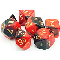 RPG Dice Set sort-rød/guld - 7 stk Chessex 26433 Gemini Sort-Rød/Guld