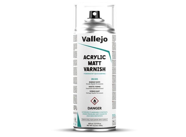 Vallejo Acrylic Matt Varnish 400ml spray Klarlak – Beskyt modeller malet m/ akryl 